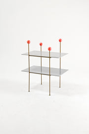 Grey 2-Tier Small Shelf with Red Balls / 2段スモールシェルフ