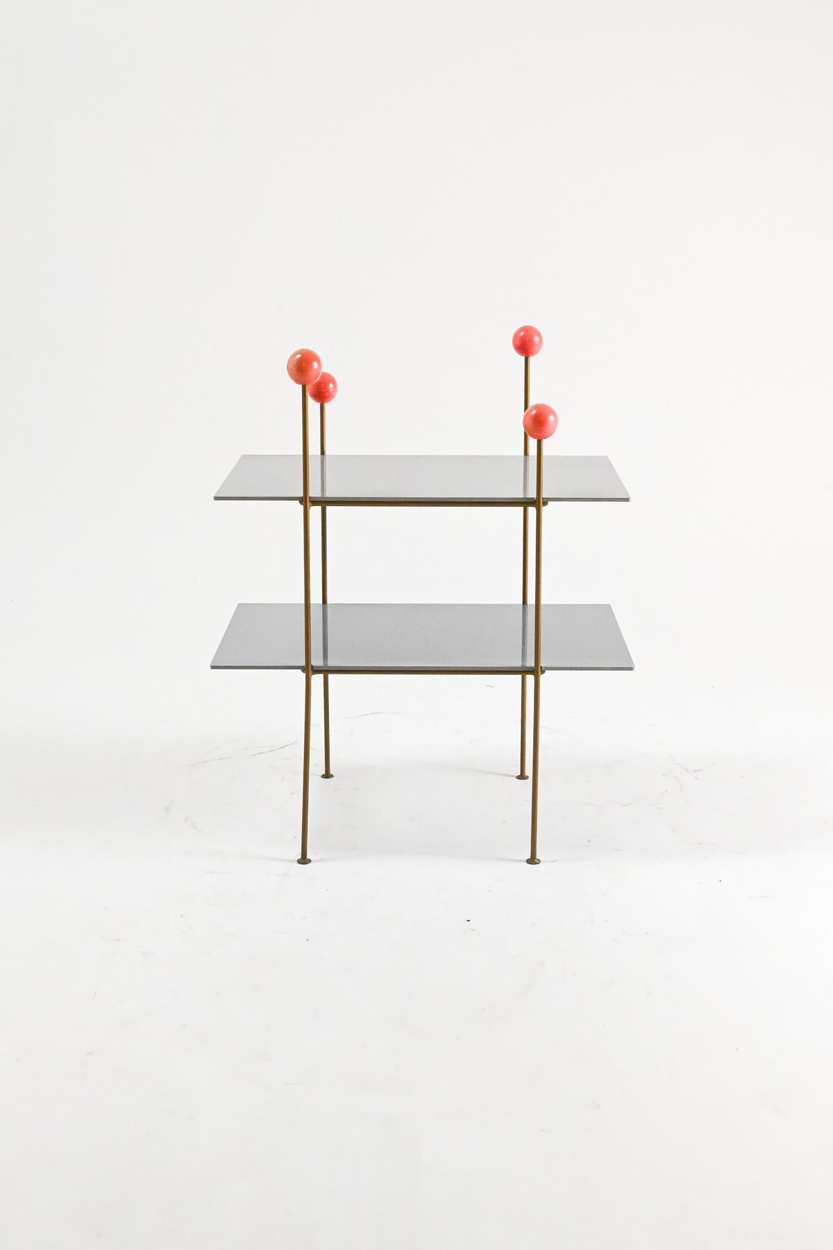 Grey 2-Tier Small Shelf with Red Balls / 2段スモールシェルフ