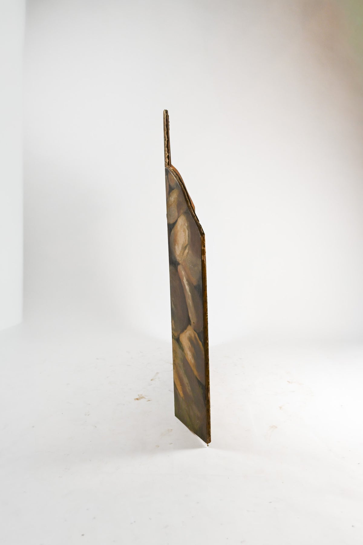 Antique 3-Panel Folding Screen "Stone Wall" / 1890's 3連ペイントパーテーション