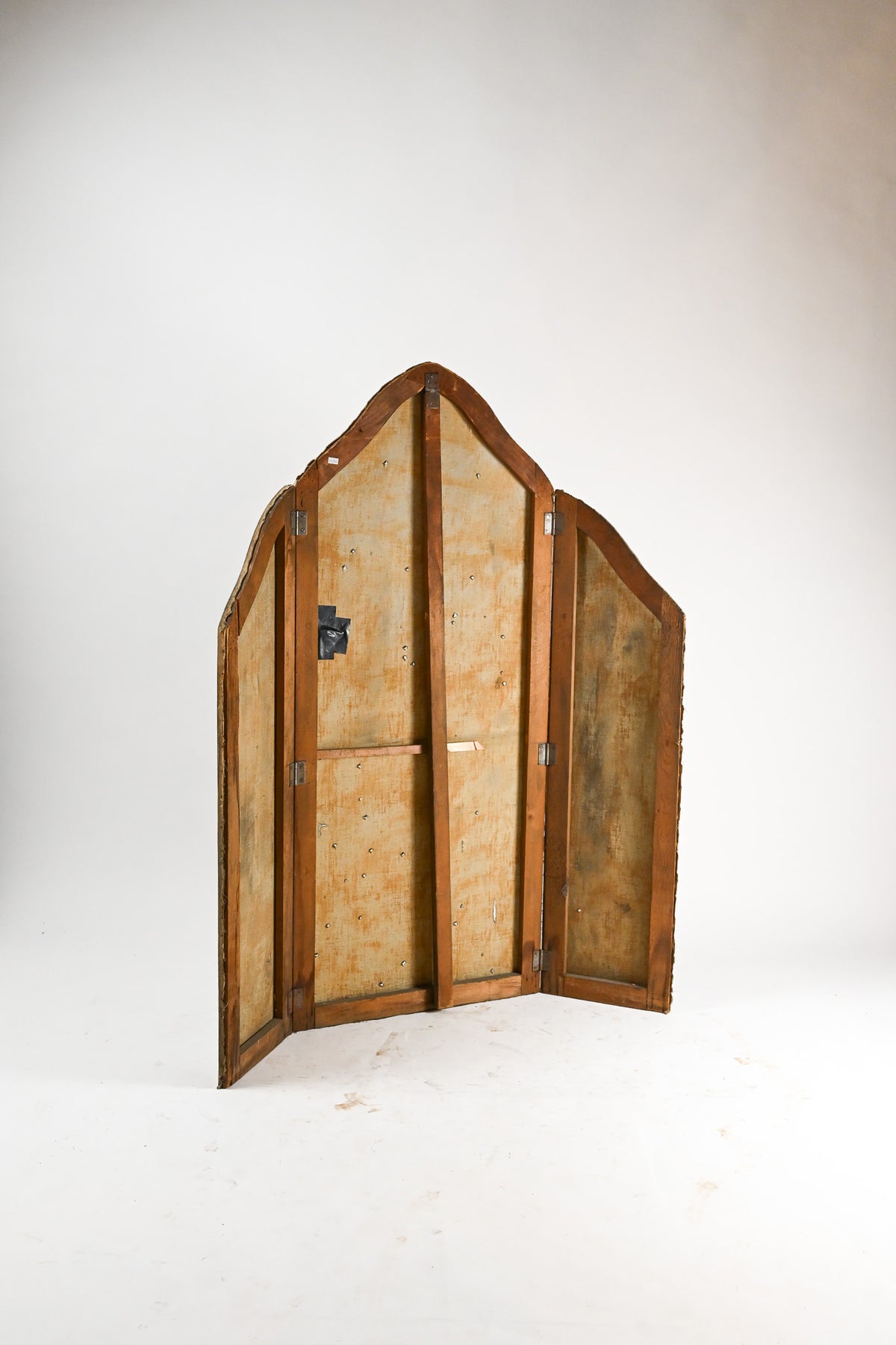 Antique 3-Panel Folding Screen "Stone Wall" / 1890's 3連ペイントパーテーション