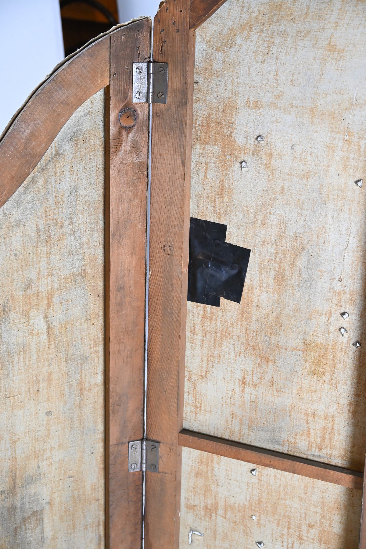 Antique 3-Panel Folding Screen "Stone Wall" / 1890's 3連ペイントパーテーション