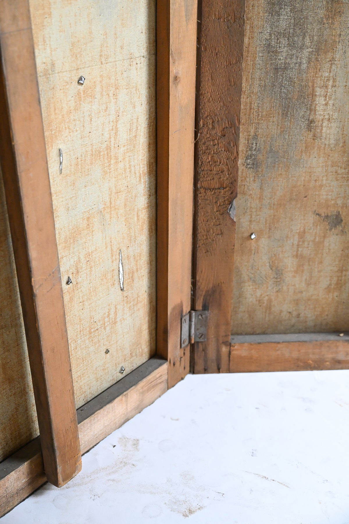 Antique 3-Panel Folding Screen "Stone Wall" / 1890's 3連ペイントパーテーション
