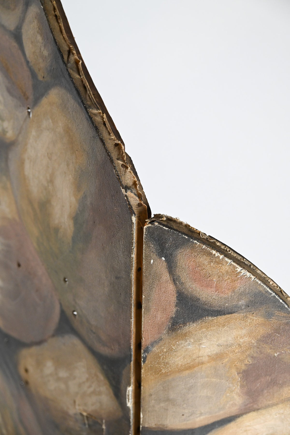 Antique 3-Panel Folding Screen "Stone Wall" / 1890's 3連ペイントパーテーション