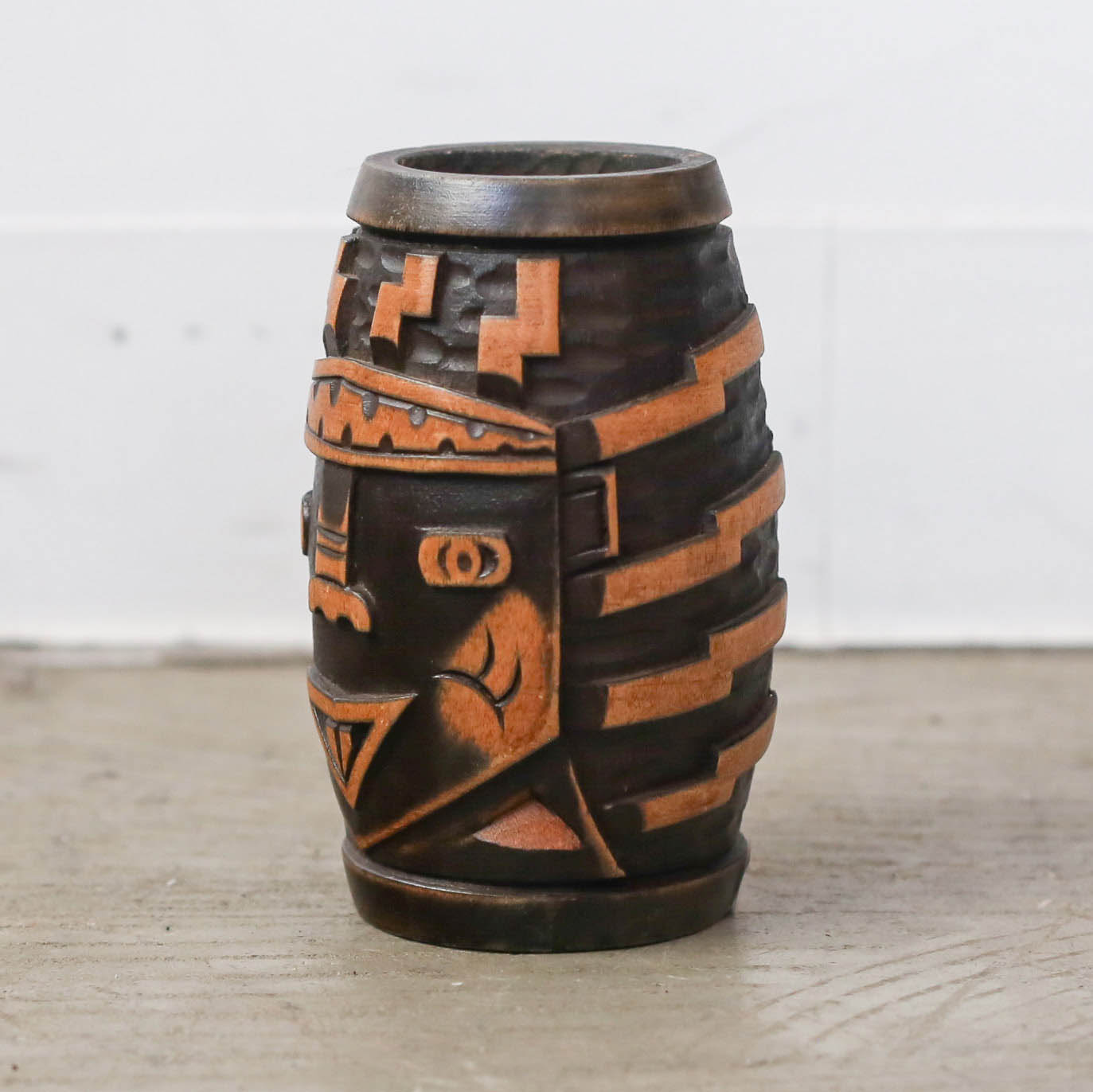 Wood Carved Face Cup / 木製顔のカップ