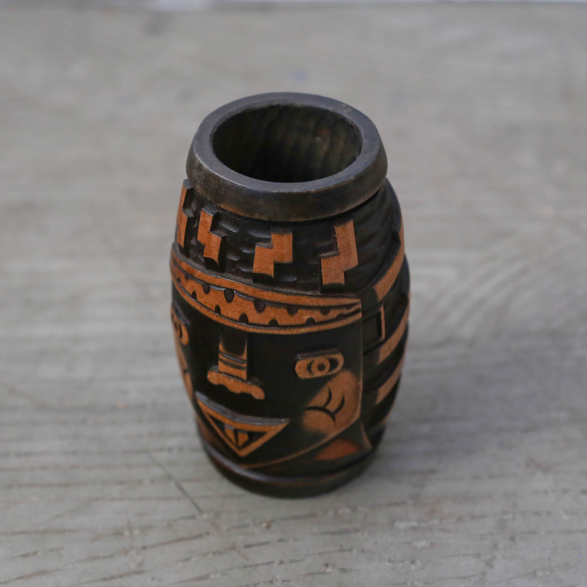 Wood Carved Face Cup / 木製顔のカップ