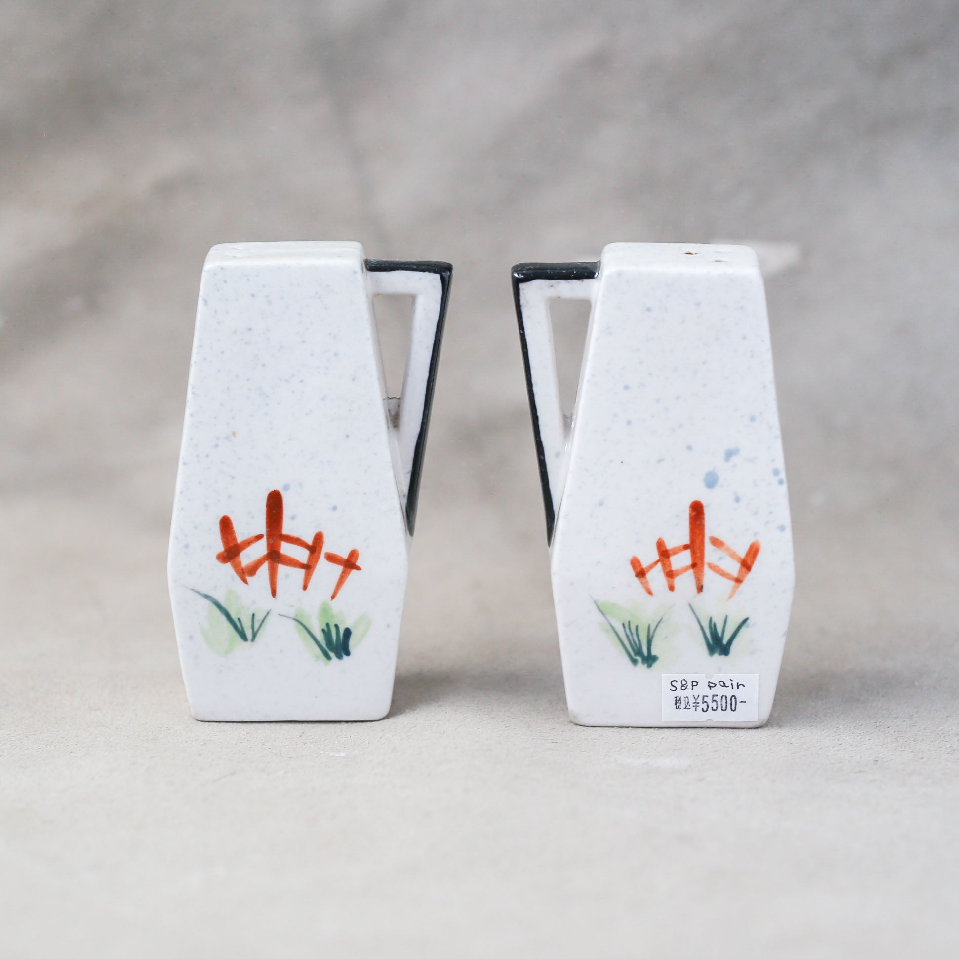 Cow painting S & P / 陶器牛のペイントのS＆P