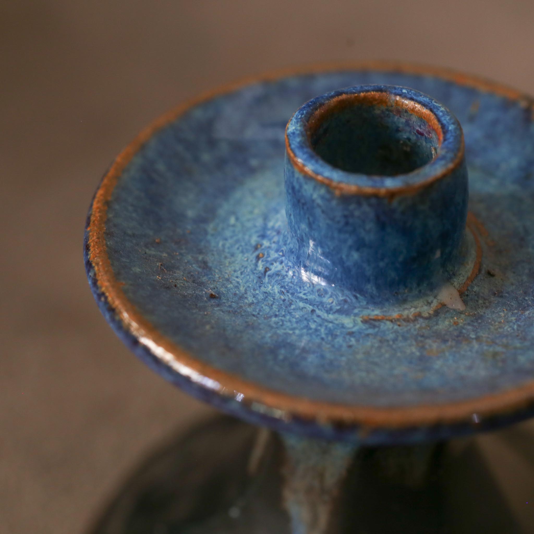 Ceramic Blue Candle Holder / セラミックの燭台