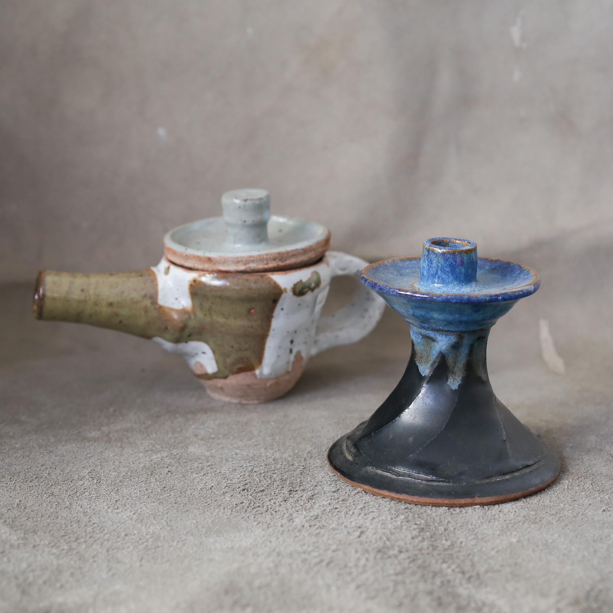 Ceramic Blue Candle Holder / セラミックの燭台